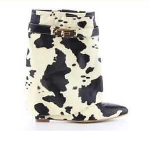 Cape Robbin Black and White Cow Print Ankle Boots